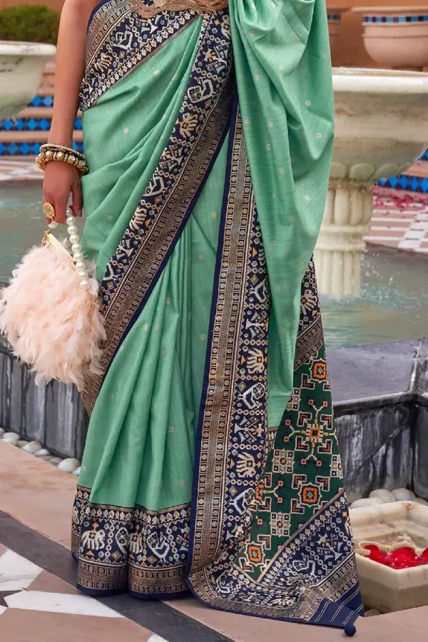 Thumbnail: Sage Green Woven Patola Silk Saree