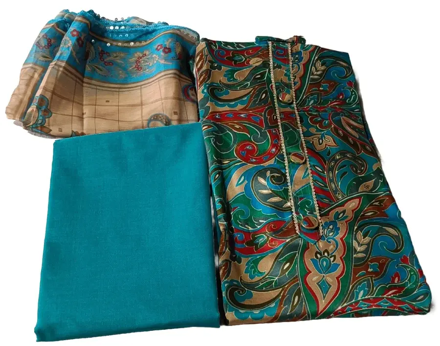 Thumbnail: Multicolour pure Cotton Foil Printed Unstitched Salwar Suits
