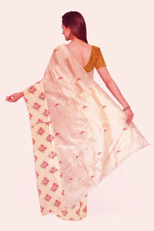 Thumbnail: Light Pink Hand Embroidered Silk Saree