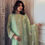 Thumbnail: Green Embroidered Tissue Silk Designer Unstitched Salwar Suits