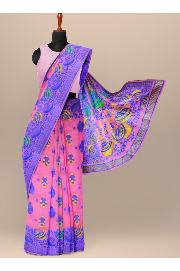 Thumbnail: Pink Dhakai jamdani saree soft Handloom Saree