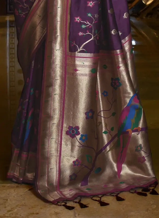 Thumbnail: Purple Woven Paithani Silk Saree