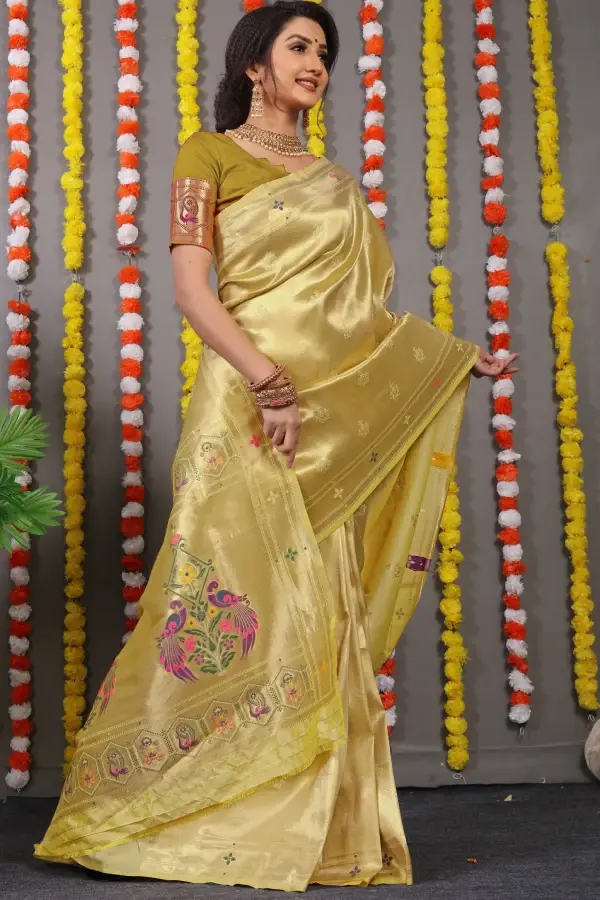 Thumbnail: Olive Paithani Silk Saree