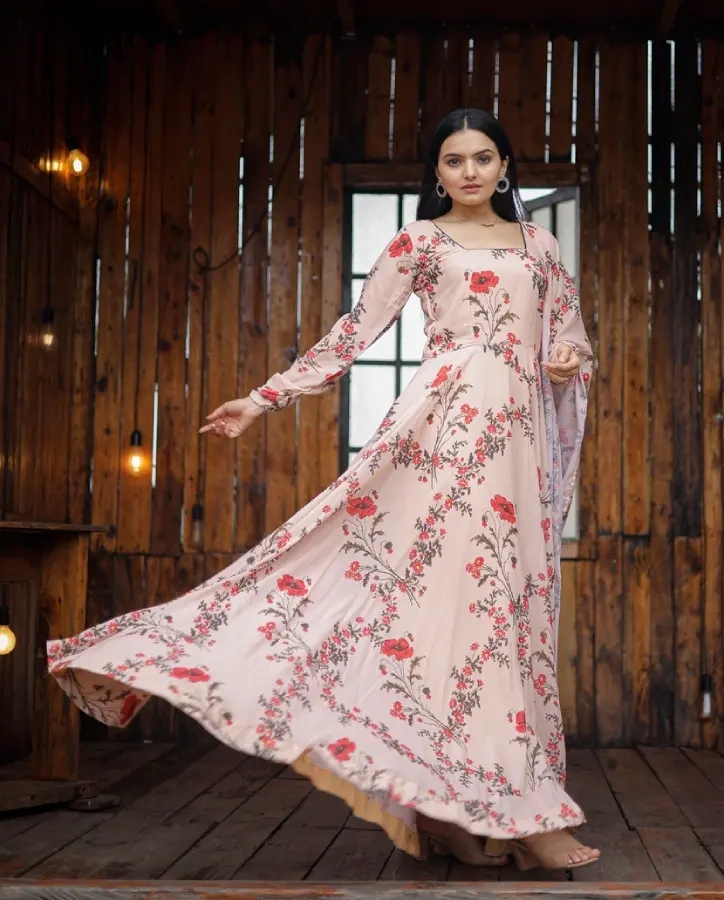 Designer Ready-to-Wear Georgette Gown with Digital Print Dupatta