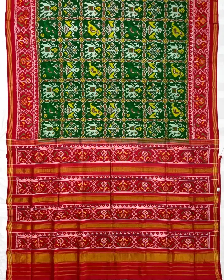 Exquisite Single Ikat Hand-Woven Patola Saree in Pure Mulberry Silk