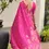 Thumbnail: Pink Linen Silk Saree With Gold & Silver Zari Woven Pichwai Pallu And Border
