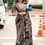Thumbnail: Espresso Brown Printed Satin Crepe Saree