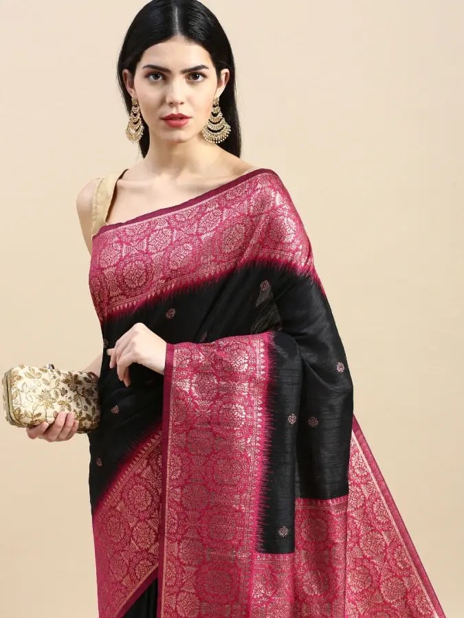 Thumbnail: Black Banarasi Silk Saree