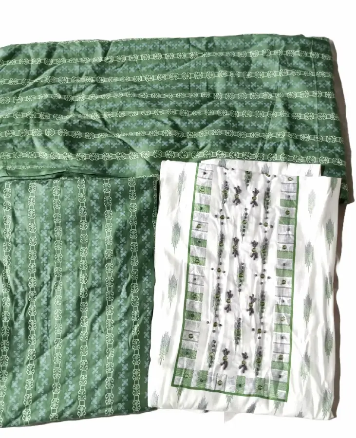 Thumbnail: Pure Cotton Embroidered and Printed Unstitched Salwar Kameez