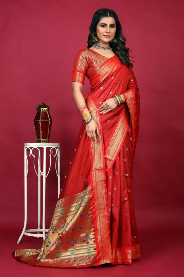Red Paithani Silk Saree