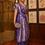 Thumbnail: Women's Indigo Blue handloom Weaving Banarasi Silk Saree