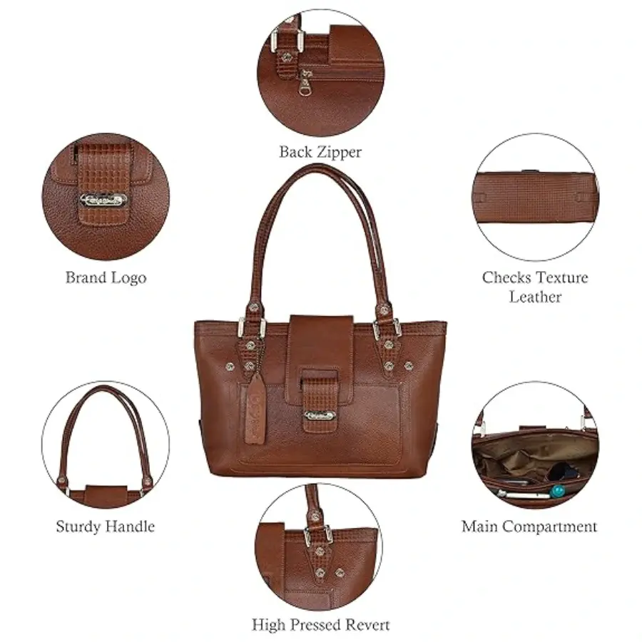Thumbnail: Elegant Tan Leather Handbag - Timeless Sophistication