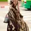 Thumbnail: Dark Brown Printed Satin Crepe Saree