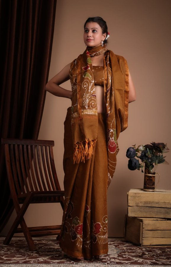 Thumbnail: Chanderi Silk Handprinted Printed Soft Sarees