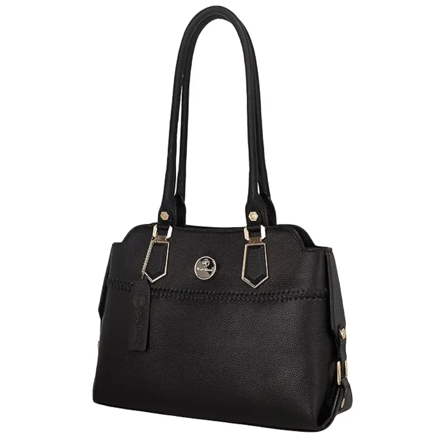 Thumbnail: Black Leather Knit Handbag – Elevate Your Business Style