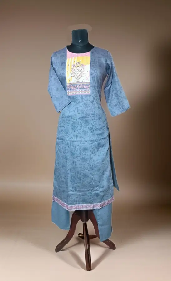 Thumbnail: Blue Cotton Printed Salwar Suits