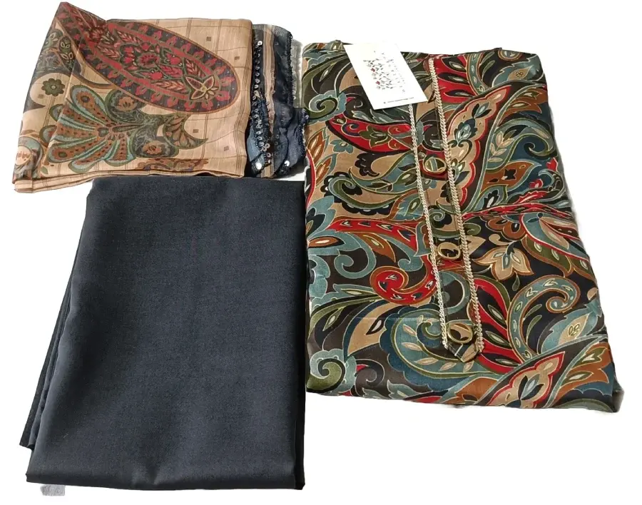 Thumbnail: Multicolour pure Cotton Foil Printed Unstitched Salwar Suits