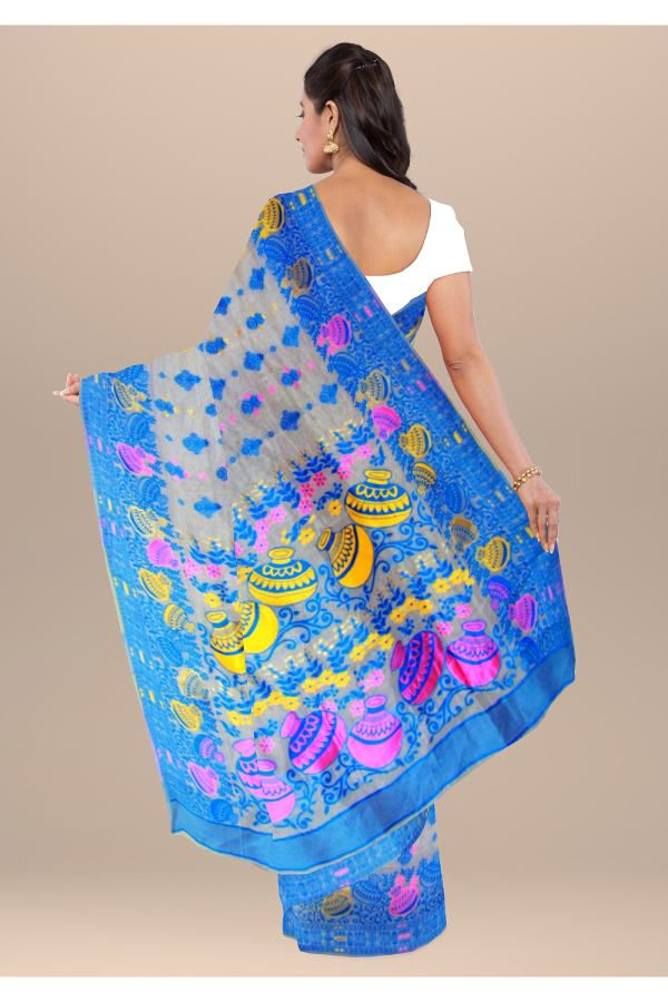 Thumbnail: Off White Dhakai jamdani saree soft Handloom Saree