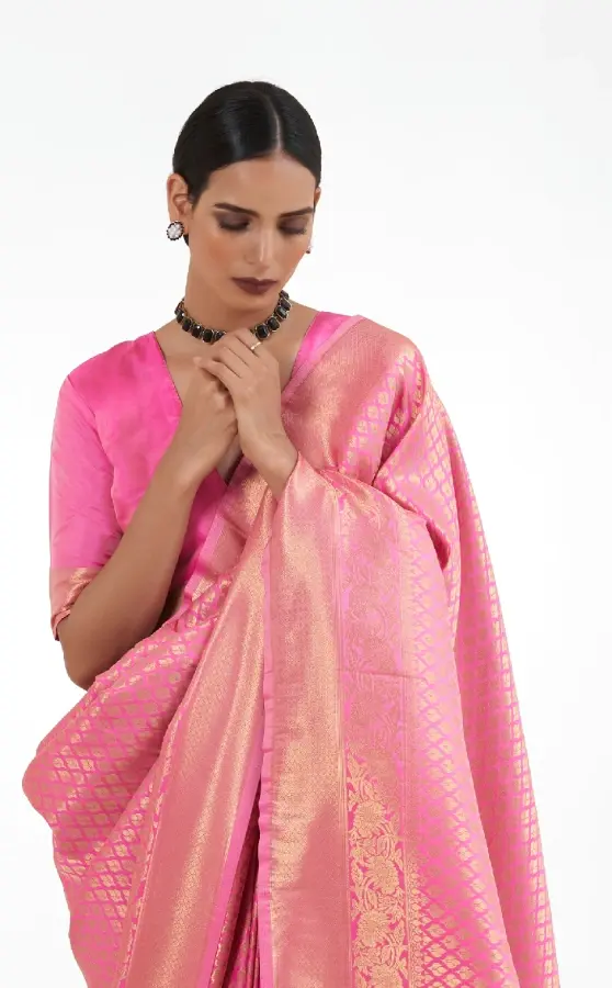 Thumbnail: Baby Pink Kanjeevaram Handloom Silk Saree