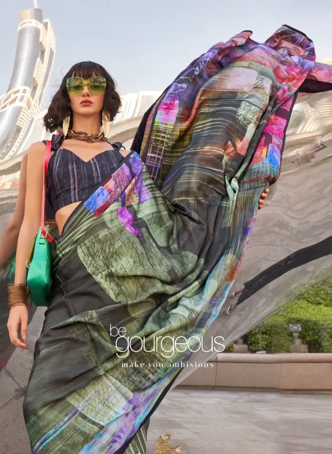 Thumbnail: Graceful Grey Soft Satin Silk Sarees
