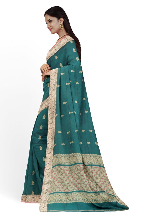 Thumbnail: Green Cotton Khadi Kota Jamdani soft Handloom Saree