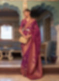 Women's Magenta Tussar Silk Copper Zari Weaving Saree