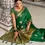 Thumbnail: Emerald Green Woven Satin Silk Classic Saree