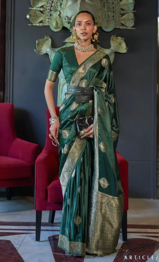Forest Green Banarasi Silk Saree