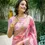 Thumbnail: Women's Pink Printed Cotton Saree