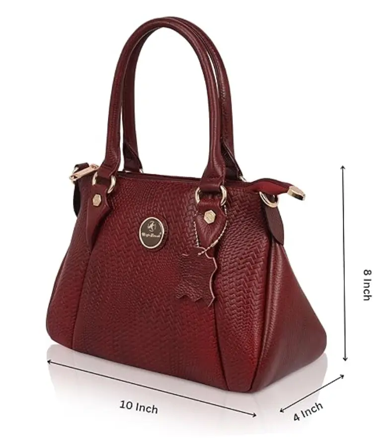 Thumbnail: Exquisite Maroon Leather Handbag  100% Genuine Leather