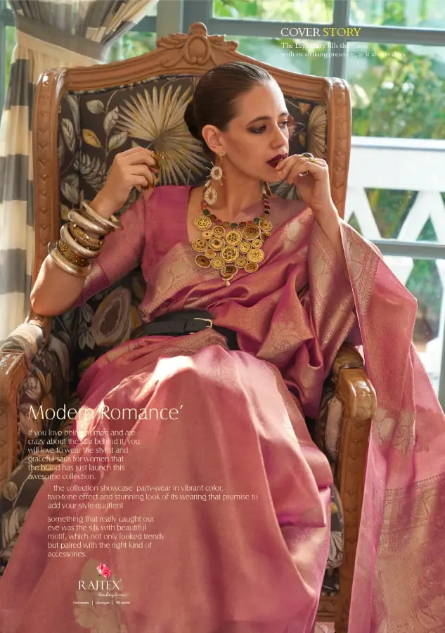 Thumbnail: Kalki Koechlin Pink Satin And Tissue Designer Saree