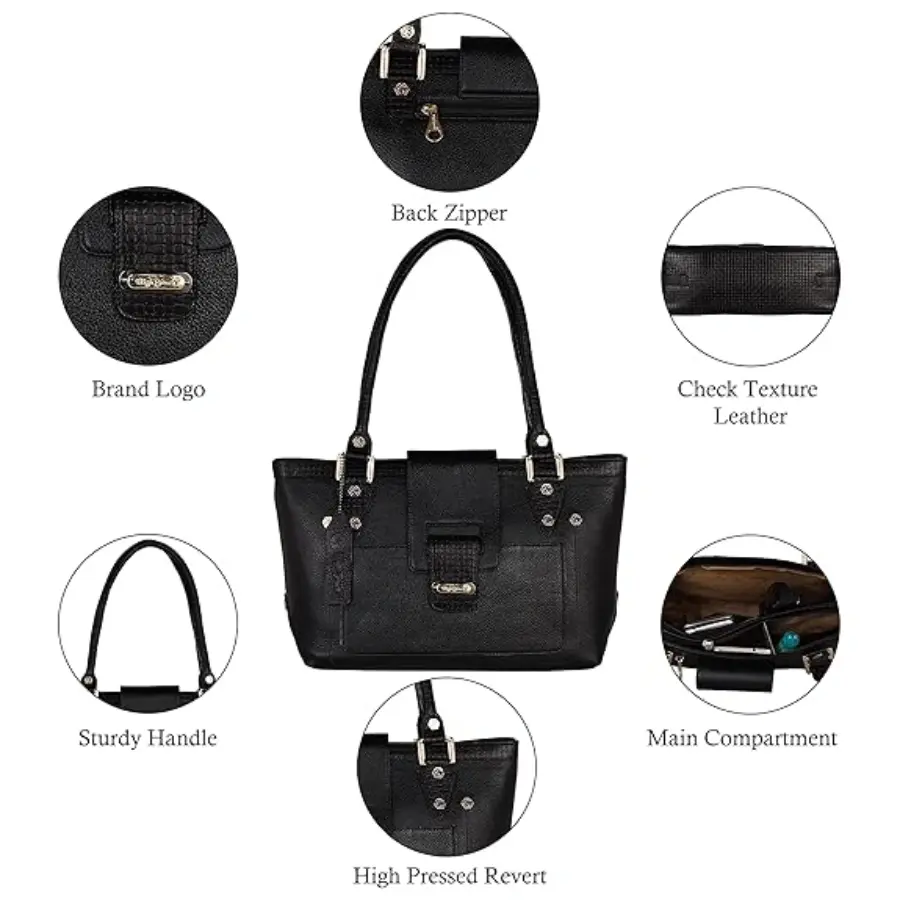 Thumbnail: Elegant Black Leather Handbag - Timeless Sophistication
