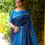Thumbnail: Blue Color Golden Checks Design Soft Raw Silk Saree