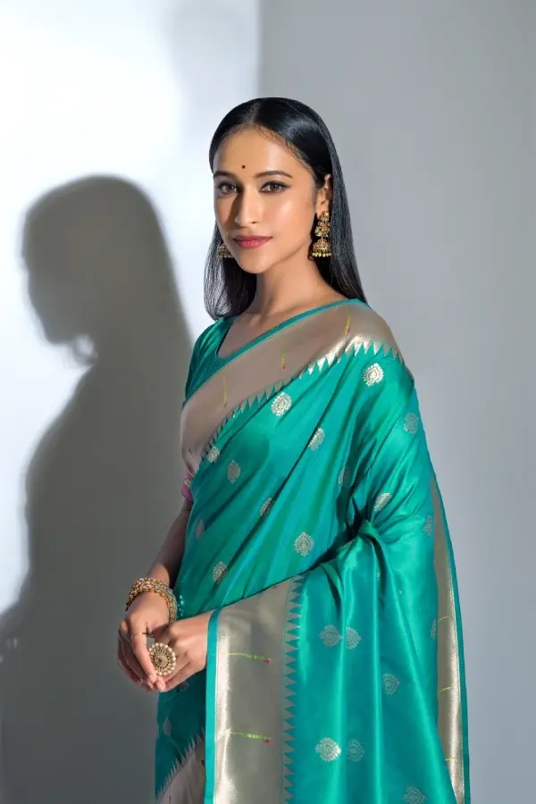 Thumbnail: Teal Green Paithani Silk Saree