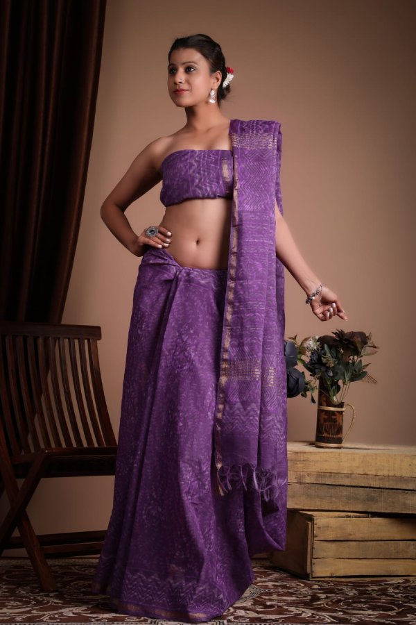 Thumbnail: Chanderi Silk Handprinted Printed Soft Sarees