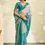 Thumbnail: Turquoise and Elegant Gold Khadi Saree with Jacquard Weaving