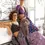 Thumbnail: Women's Purple Printed Ajarakh Satin Crepe Saree