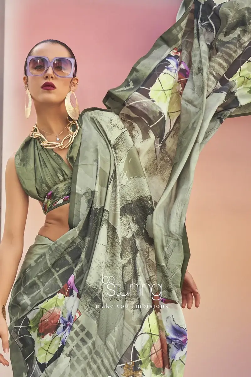 Thumbnail: Smoky Grey Soft Satin Silk Sarees