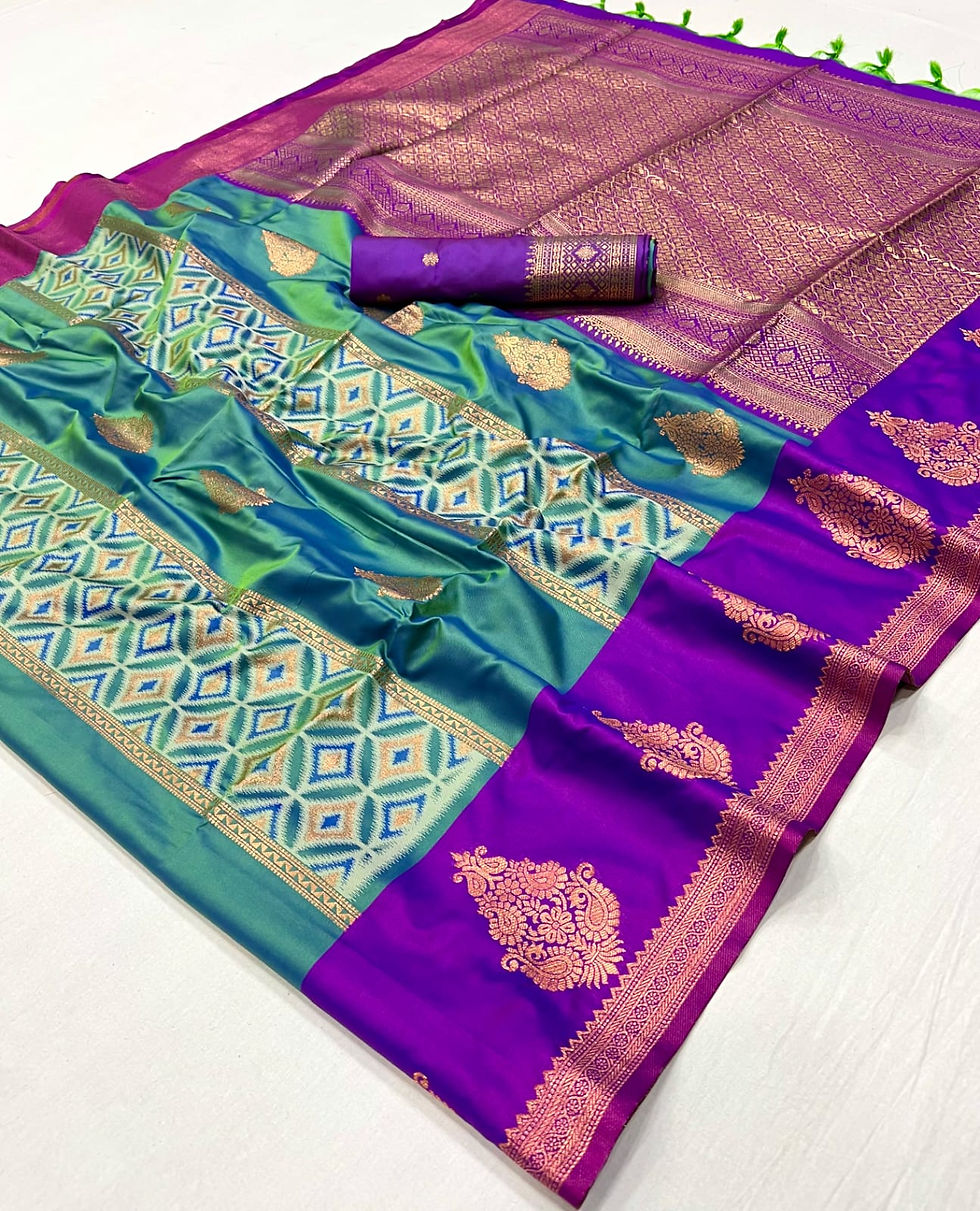 Thumbnail: Peacock Purple Banarasi Handloom Saree