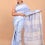 Thumbnail: Light Blue Hand Block Bagru Printed Soft Malmal Cotton Saree