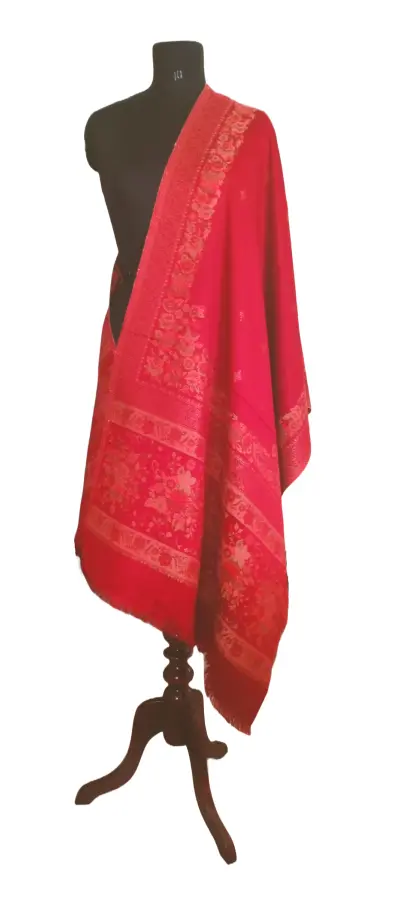 Thumbnail: Women's Brown Pashmina Unstitched Handwork Embroidered Salwar Suit
