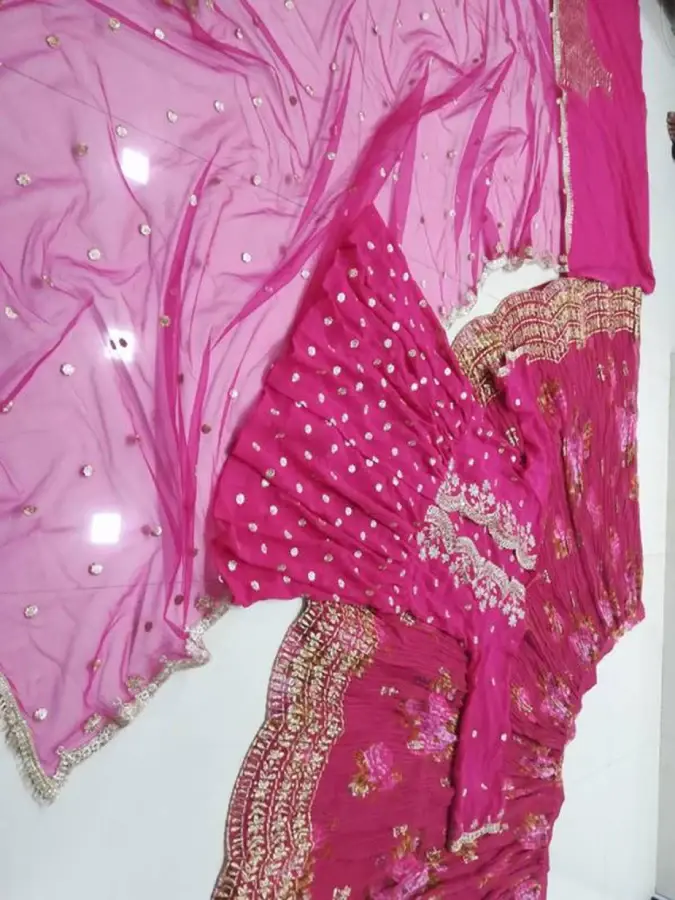 Thumbnail: Pink Georgette Floral Lehenga Choli Set: Grace and Glamour in Every Detail