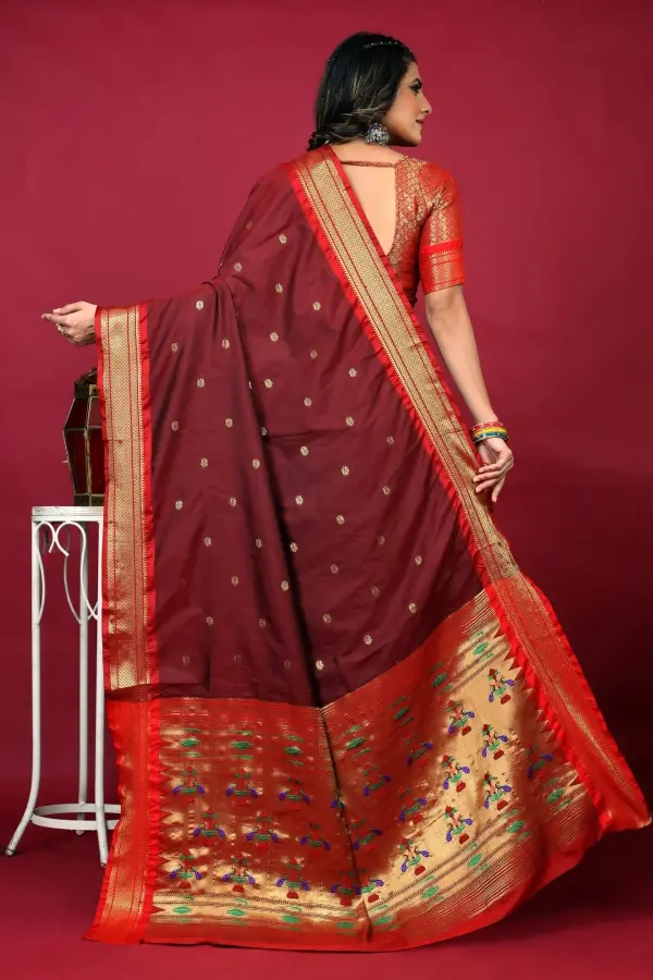Thumbnail: Maroon Paithani Silk Saree