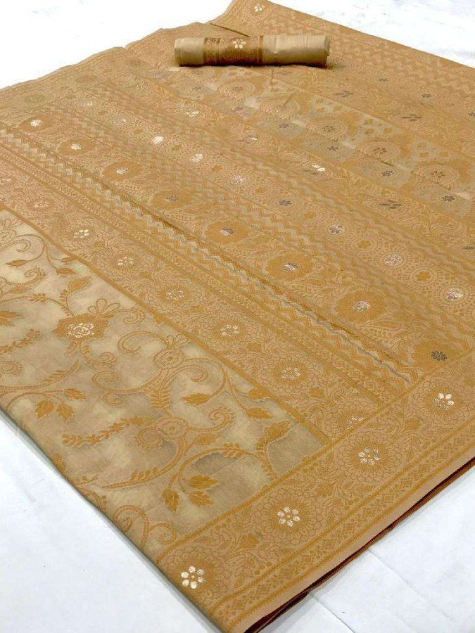 Thumbnail: Malta Brown Kashida Lucknowi Chikankari Weaving saree