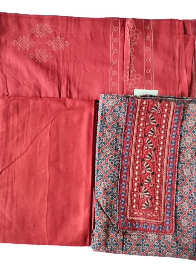 Thumbnail: Pure Cotton Embroidered and Printed Unstitched Salwar Suits