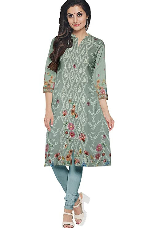 Thumbnail: Women's Bluish Grey Colour 3D printed and Chikankari designer Dress material