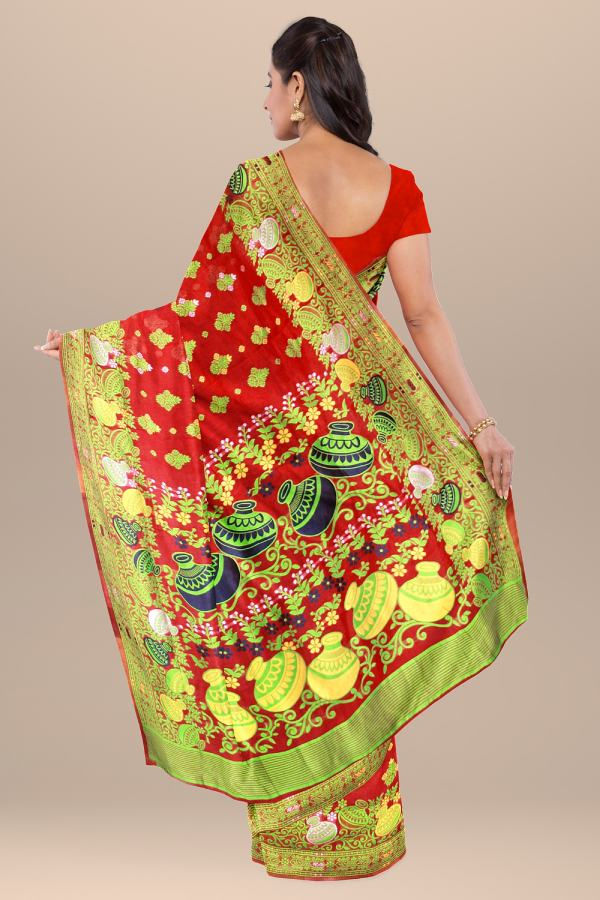 Thumbnail: Red Dhakai jamdani saree soft Handloom Saree