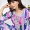 Thumbnail: Elegant Purple Floral Print Suit with Embroidered Neckline – Premium