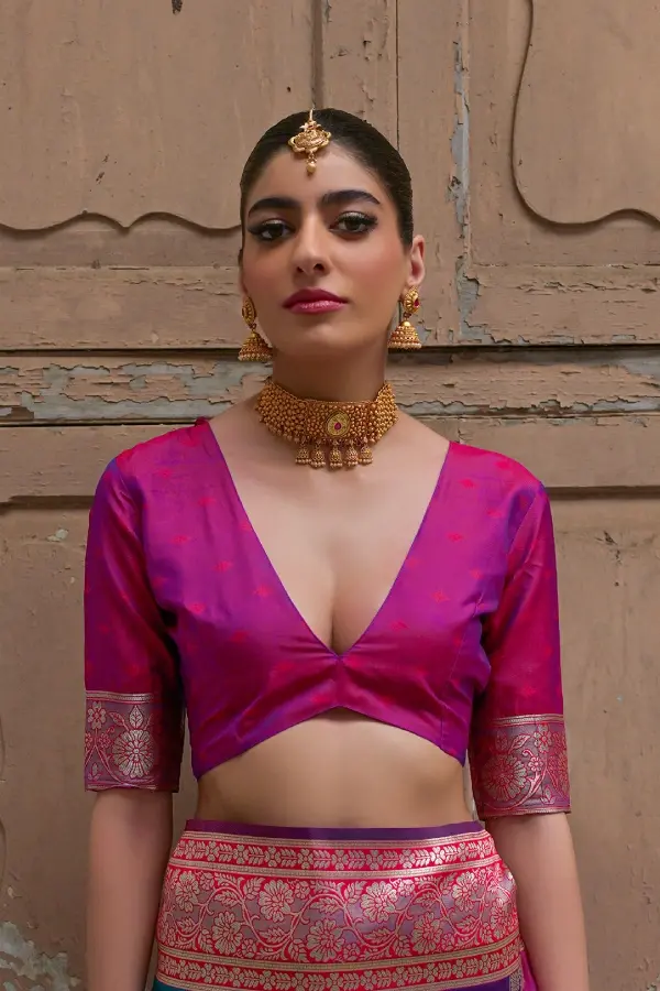 Thumbnail: Exquisite Pink Color Banarasi Silk Saree for Women | Handwoven Zari Work