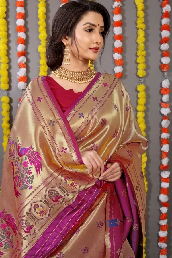 Thumbnail: Dark Pink Paithani Silk Saree